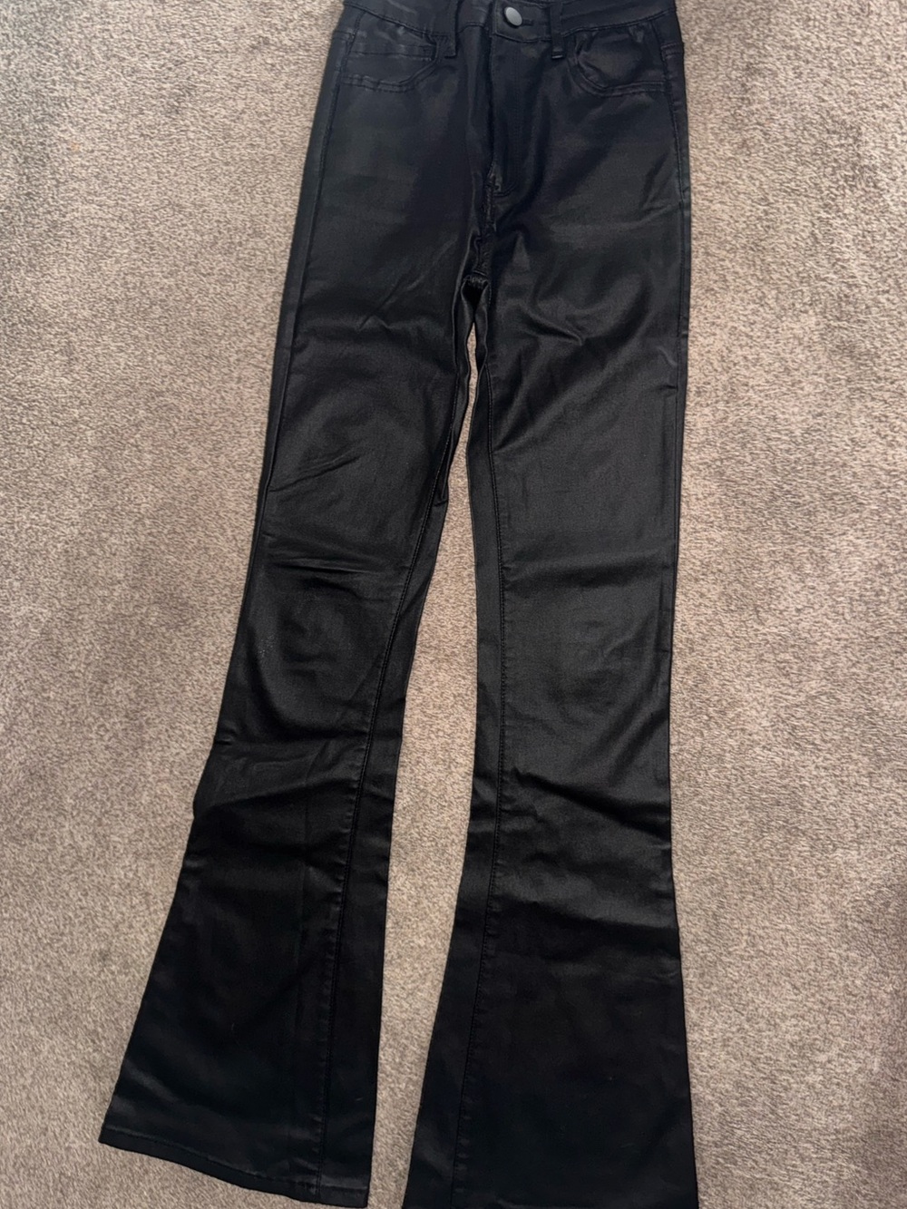 Edikted Black Boot Cut Leather Flare Pants size small